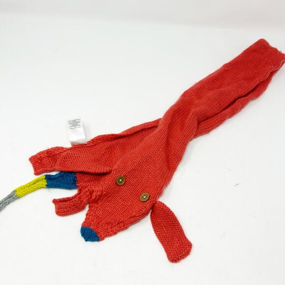 Mini Boden Kids‎ Fall Winter Knitted Fox Animal Scarf Wrap Shawl 11-12Y Orange - Picture 1 of 4